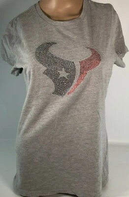 Houston Texans Rhinestones Logo NFL Football Team G-III Womens Ladies L T-shirt - Image 1 of 3
