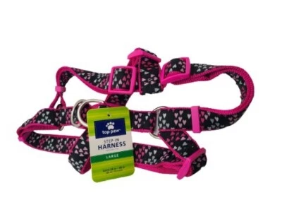 Arnés de paso Top Paw para perro ajustable corazones rosas tamaño grande circunferencia del pecho 24-36 pulgadas Foto 1 de 4