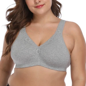 Wireless Minimizer Sleep Unlined Full Coverage Bra Cotton Comfort U Back Stretch - Picture 1 of 34