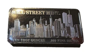 Barra de arte de plata 10 OZ 999 PLATA FINA WALL STREET COMO NUEVA TWIN TORRES - Imagen 1 de 4