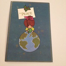 Vintage Greeting Card Christmas Anne Wingert Girl On Earth