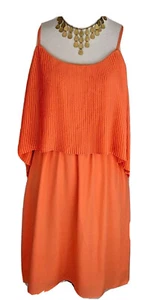 Mossimo Size M Peach Sleeveless Adjustable Strap Pleated Overlay Lined Dress - Picture 1 of 9