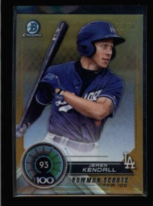 JEREN KENDALL 2018 BOWMAN CHROME #BTP-93 ROOKIE GOLD SCOUTS' TOP 100 #/50 AY7232