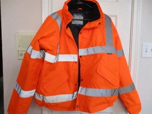 PORTWEST HI VIS BOMBER ORANGE JACKET WATERPROOF SIZE EXTRA LARGE FREE SHIPPING - Picture 1 of 8