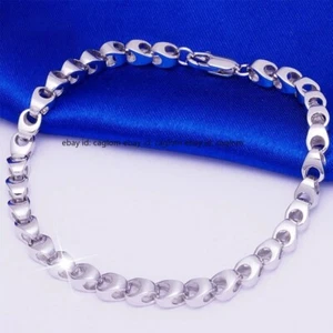 Pure Platinum 950 Bracelet Men Women 4.4mm Beads Link Chain 15.23g 7inch - Picture 1 of 4