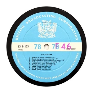 BBC SOUND EFFECTS LIBRARY "Police Car / Ambulance" 12" (E+) 13-B-103 [78 RPM] - Picture 1 of 2
