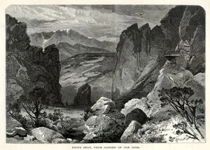 Pikes Peak view, Colorado Springs, Historic America 1872 Antique Engraving - Picture 1 of 4