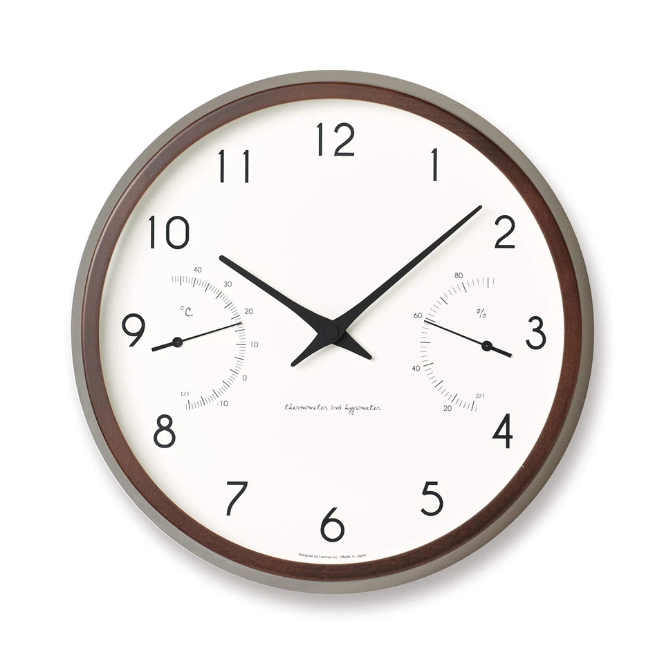 Campagne wall clock with thermometer and hygrometer, analog, wooden frame, natur - Image 1 of 4