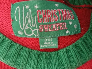  Sz M Christmas Ugly Sweater French Bulldog Pet Red Candy Cane Holiday Stripe - Picture 1 of 13