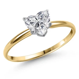 14K Two Tone Gold Lab Grown Diamond Solitaire Engagement Ring For Women | 0.44 - Picture 1 of 6