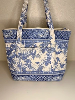 Vintage Vera Bradley Blue Toile Villager Shoulder Tote Bag Retired Purse Y2K - Image 1 of 4