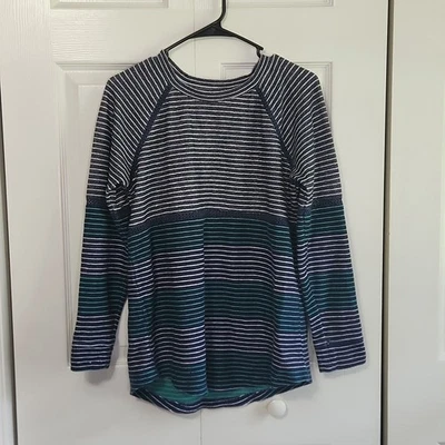 Lou & Grey女式条纹多色长袖上衣中号蕾丝套衫 — 第 1/4 张图片