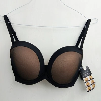 Le Mystere Black Bra 30DD Plunge Push-Up Multiway Straps Infinite Possibilities - Image 1 of 4
