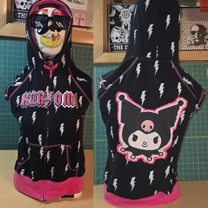 2008 Kuromi x Doe ärmelloser Hoodie – Größe Large – selten OG Sanrio Emo Szene Kern - Bild 1 von 8
