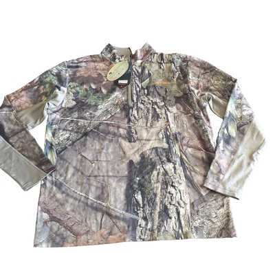 Habit 1/4 Zip Long-Sleeve Camo Shirt Men's Large Brown Mossy Oaks New LOGO Sport - Image 1 of 4