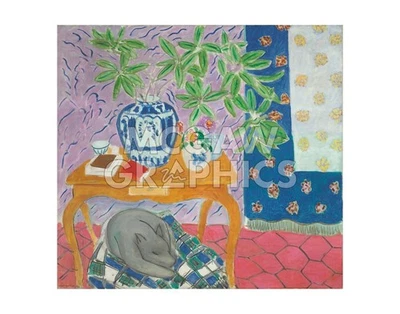 Interior With a Dog 1934, Henri Matisse, Wall Decor Art Print  11" x 14"  3079 - Image 1 of 2