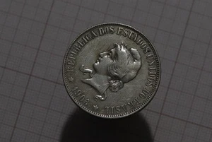 🧭 🇧🇷 BRAZIL 2000 REIS 1906 SILVER SHARP DETAILS B86 #4574 - Picture 1 of 2