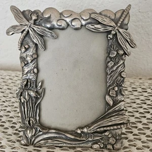 Welforth Silver Picture Frame Dragonfly Floral (3 1/2 x 5) Free Standing - Picture 1 of 6