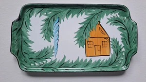 Herend Dorf Keramik Ungarn altmodisches Weihnachtstablett 9" handbemalt - Bild 1 von 5