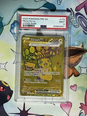 ⚡️POKEMON PRE EN-PRISMATIC EVOLUTIONS #179 PIKACHU EX HYPER RARE Gold PSA 9 - Image 1 of 2