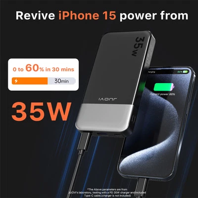 10000mAh Portable Charger 35W  Fast Charging Portable Battery Pack for iPhone 15 - image 1 of 4