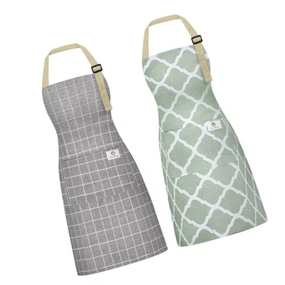2 Pieces Aprons for Women with Pockets, Cotton Linen Waterproof Kitchen Cooki... - Image 1 of 4