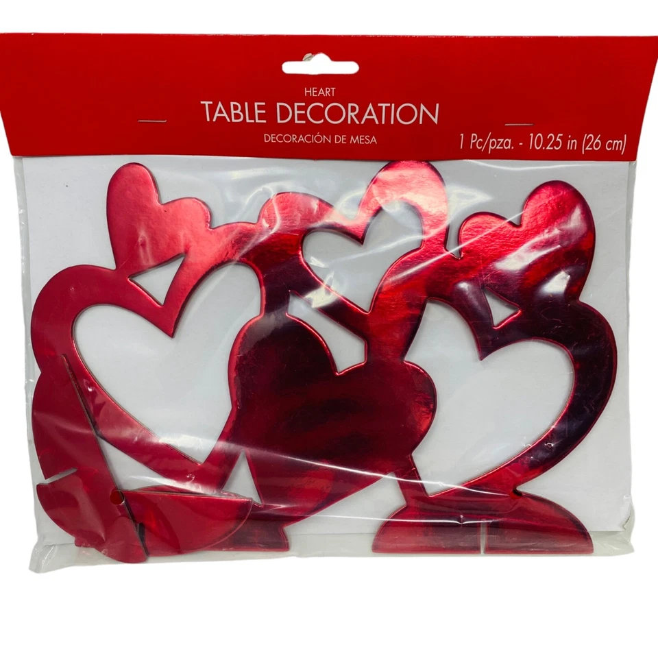 Valentines Table Decorations Red Hearts Foil Centerpiece 6 7/8" x 10 1/4" - Image 1 of 2