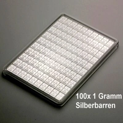 100x 1 GRAMM SILBERBARREN - Silbertafel ESG Valcambi 100g Silber Münze Barren!!! - Bild 1 von 4