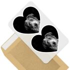 2 X Heart Stickers 10 Cm - Bw - Grey White Lurcher Dog Puppy #36701