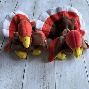 SET OF 2 VINTAGE TY BEANIE BABIES TURKEY GOBBLES PE PELLETS FROM 1996 - Picture 1 of 6