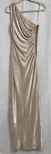 Abito da donna Calvin Klein monospalla oro campagna formale ballo taglia 4 - Foto 1 di 12