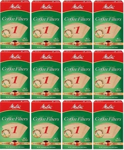 Melitta # 620122 40 Pack Natural Brown # 1 Cone Coffee Filters - Pack of 12 - Picture 1 of 6