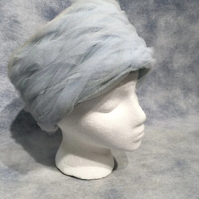 Sombrero Pastillero Alto Lane Bryant Vintage Remolino Tul Aqua 1960 MOD Foto 1 de 4