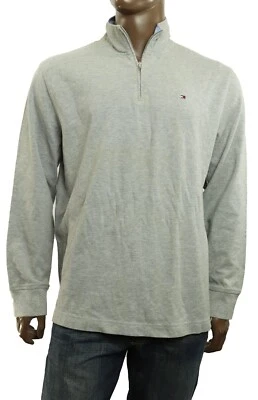 Camisa Pullover Para Hombres Tommy Hilfiger Cuello Simulado 1/4 Cremallera Manga Larga Gris Malla XL Foto 1 de 3