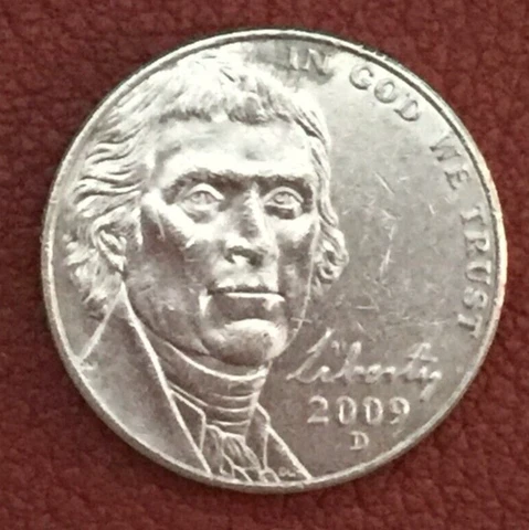 200 D Jefferson Nickel - actual coin, dark spot on top - free shipping Cover
