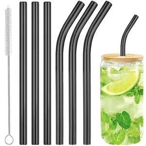 Reusable Smoothie Straws & Milkshake Straws 0.4" Wide Mouth Straw, Set of 6 S... - Picture 1 of 8