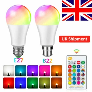 B22 E27 RGB Bulb Led Light 16 Colour Changing Bulb+Remote Control Bayonet Screw - Picture 1 of 15