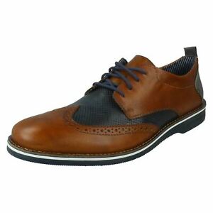 Mens Rieker '12532' Brown Combi Leather Smart Lace Up Shoes