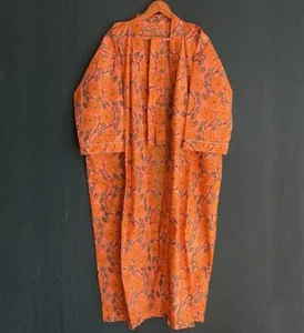 Cotton Kimono Robe Dressing Gown, Block Print Bridesmaid Robe, Summer Nightwear, - Picture 1 of 5