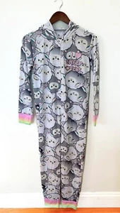 Justice SZ 14 Child Pajama One Piece Sheep Print Colorful Hoodie - Picture 1 of 5