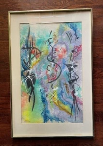 MID-CENTURY MODERN ABSTRACT ORIGINAL MIX-MEDIA PAINTING SIGNED EXPRESSIONISM - Bild 1 von 11