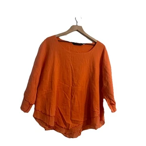 Art Attack Cotton Luxury Women’s Top Size Large Orange Blouse Shirt - Picture 1 of 3