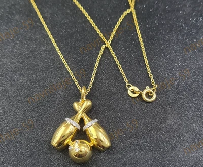 Женская подвеска ожерелье 14K желтое золото покрытием имитации круглой огранки бриллиант - Изображение 1 из 4