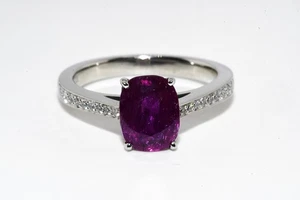 $12,500 Platinum 1.90CT GIA Certified Natural NO HEAT Burma Ruby & Diamond Ring - Picture 1 of 11