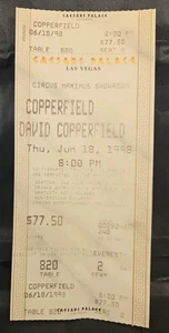 Biglietto David Copperfield Caesars Palace Las Vegas Magic Show Stub 18 giugno 1998 - Foto 1 di 3
