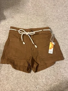 C And C California Linen Blend Brown Xs Shorts - Picture 1 of 5