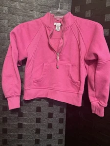 Olivia Kay - Girls Pink Cropped 3/4 Zip Up Size Medium 8 pullover silver - Picture 1 of 9