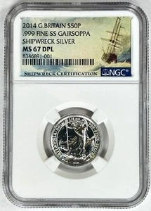 2014 G. Britain S50P .999 Fine SS Gairsoppa Shipwreck Silver NGC MS67DPL Coin - Picture 1 of 2