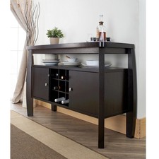 Dark Espresso Stand Dining Room Kitchen Storage Wine Rack Wood ... - Buffet Table With Wine Rack Espresso Server Dining Room Furniture Storage  Side