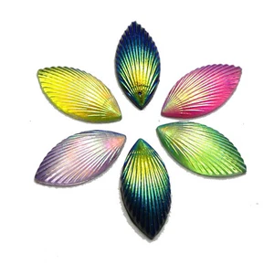100 Mixed Color With Luster AB Shell Acrylic Flatback Horse Eye Cabochons 7X14mm - Picture 1 of 6